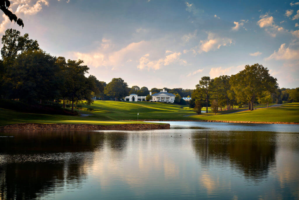 Sixteenth green looking back up the fairway to golf clubhouse