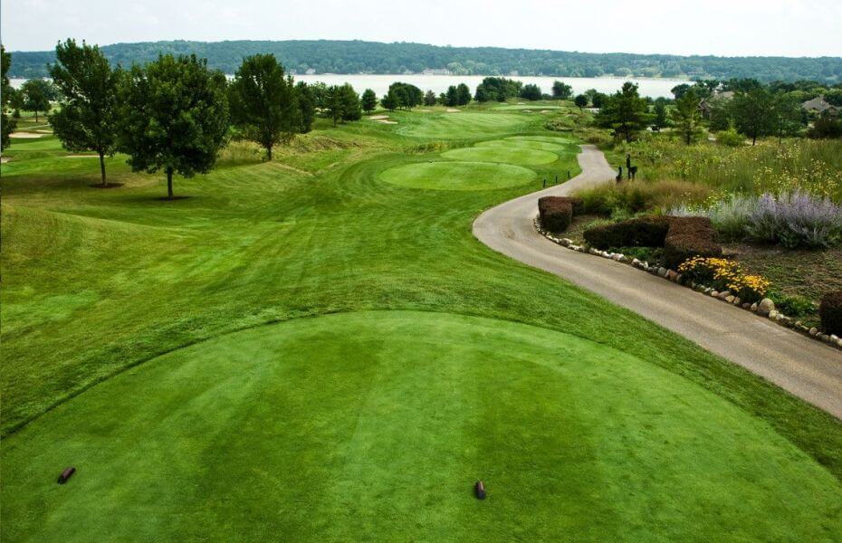 Overlooking the tees at Geneva National Player golf course