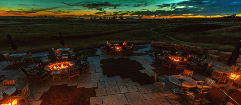 Outdoor fireplaces at Erin Hills