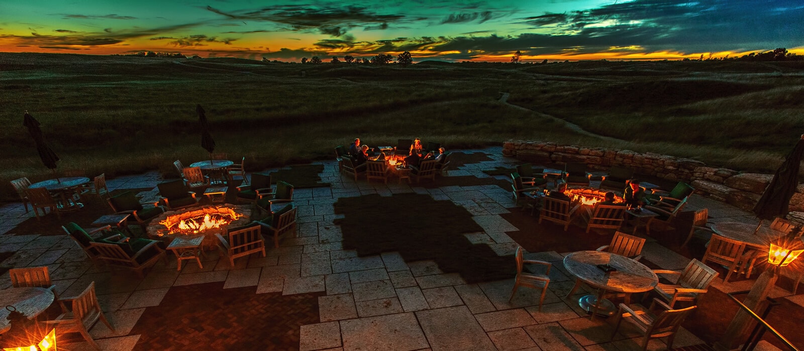 Outdoor fireplaces at Erin Hills