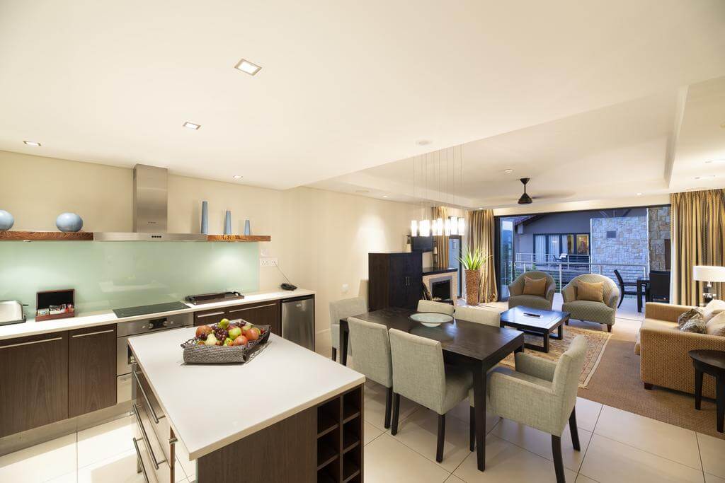 Kitchen and dining room in a luxury suite at Simola Estate